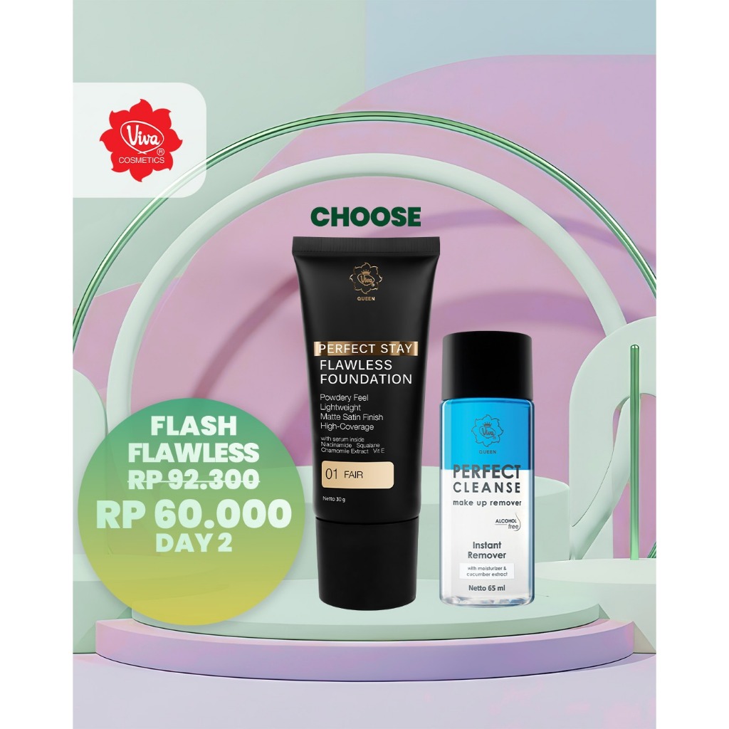 Paket 1 Viva Queen Flawless Foundation, 1 Viva Queen Perfect Cleanse Make Up Remover