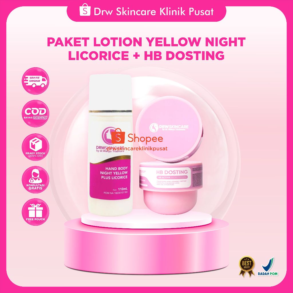 DRW Skincare Paket Lotion Yellow Night Licorice + HB Dosting