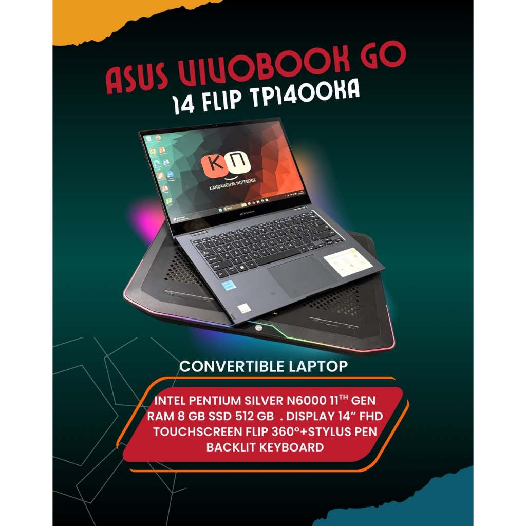 Asus Vivobook Go 14 Flip TP1400KA Intel Pentium Silver N6000 RAM 8GB 1TB Layar 14inch Flip