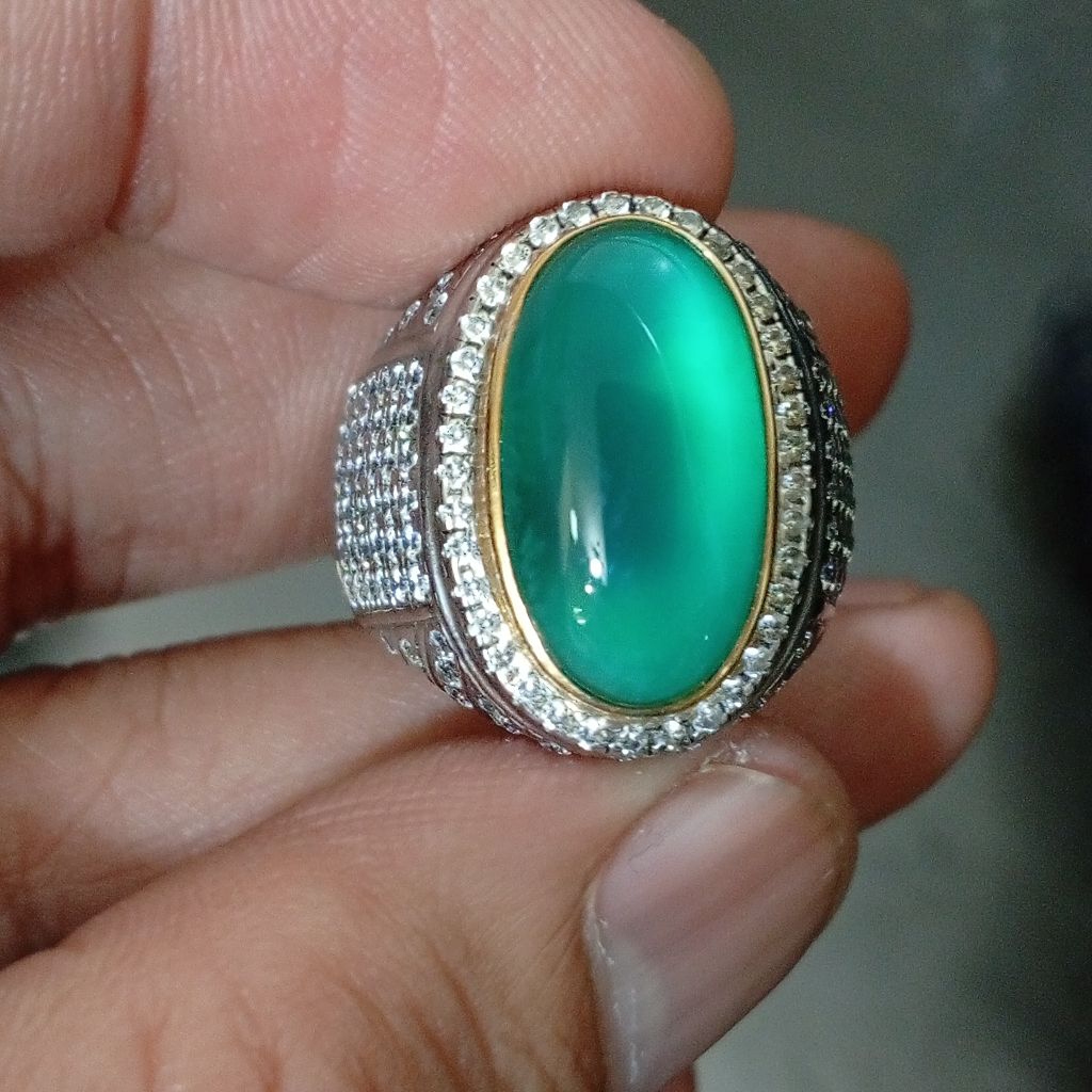 Batu Bacan Top Super Ring Perak Handmade Mardani size kantor