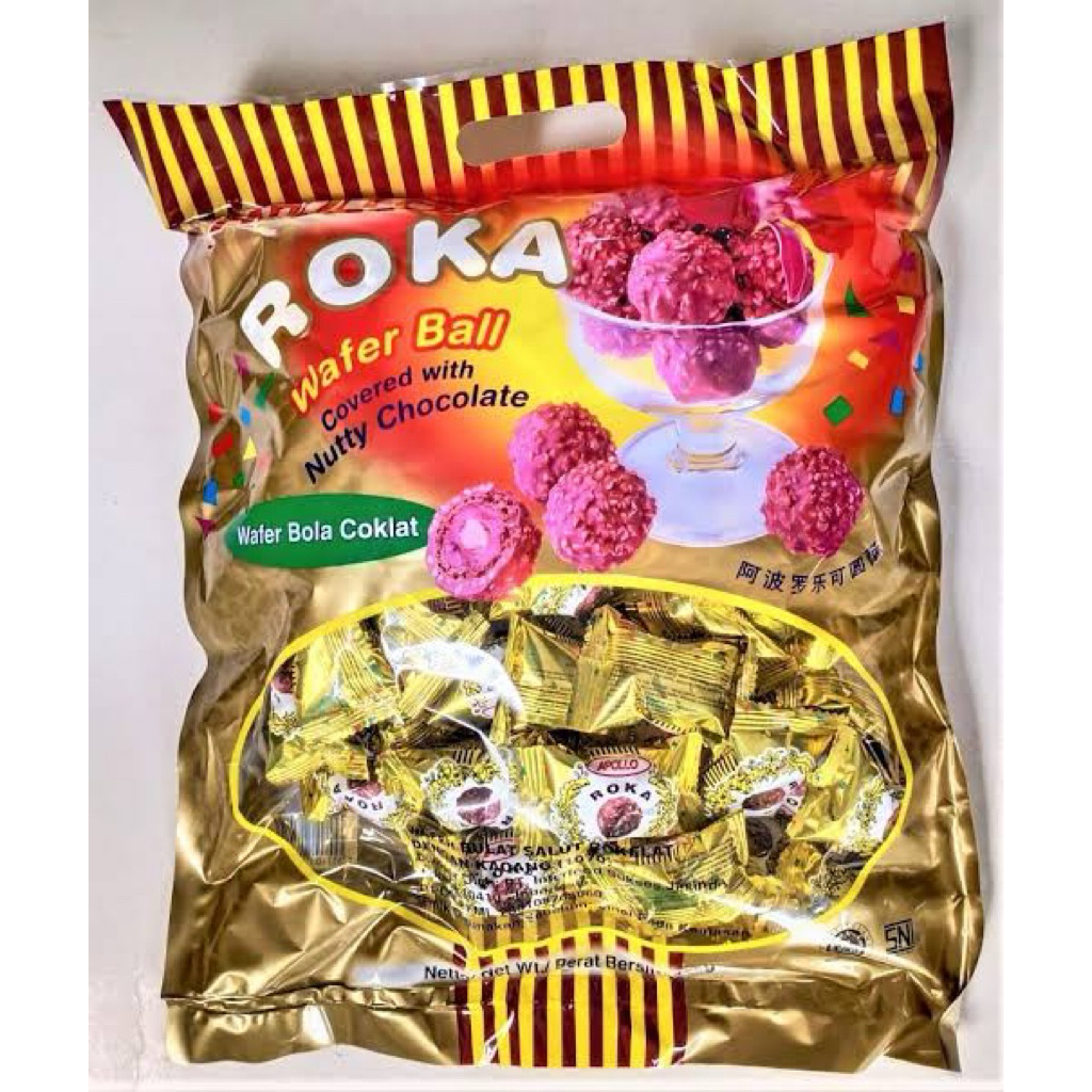 Apollo ROKA Wafer Ball Coklat 300/420/480gram / ROKA Wafer Ball Isi Coklat