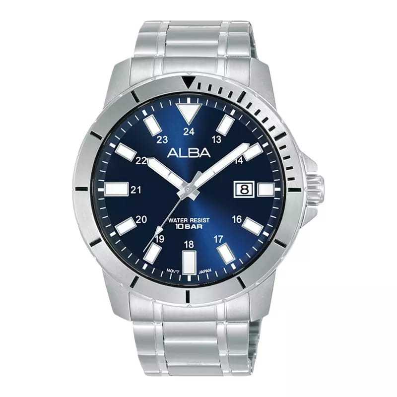 ALBA AS9R97X1 Jam Tangan Pria Original Blue Dial Stainless Steel Strap