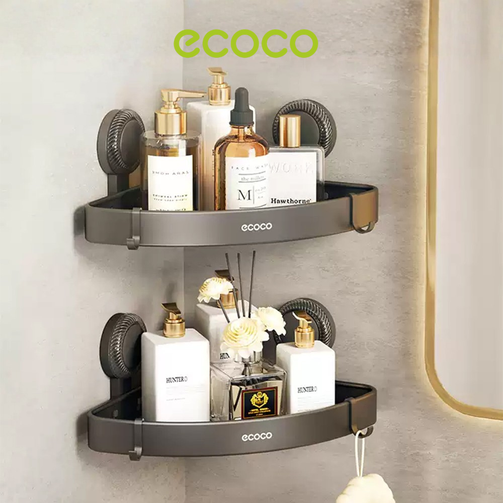 ECOCO Suction Hardware Corner Aluminium Rack -  Rak Sudut Aluminium Tempel / Rak Gantung Sudut Hisap