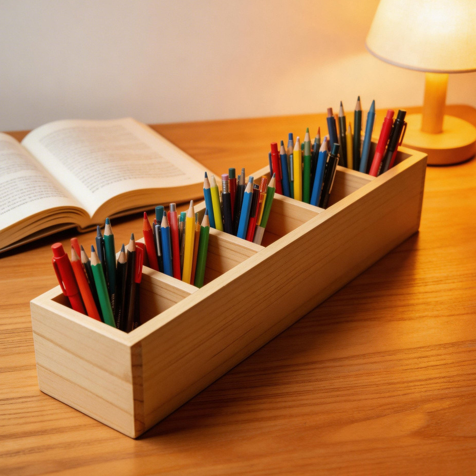 Tempat Pensil Meja Belajar Holder Kayu Pinus Tempat Pensil Pulpen Alat Tulis Serbaguna