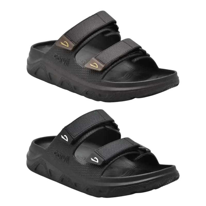 Carvil Sandal Slide Pria - Sandal Kokop Gesper Double Strap Empuk
