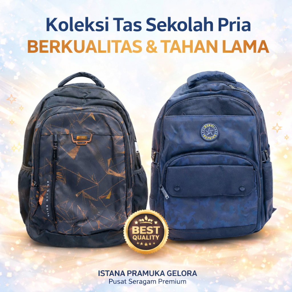 (IMPORT) Tas Sekolah Pria Anak Laki Laki SD SMP Ransel Sekolah Cowok Keren Kuat Tebal Kapasitas Besa