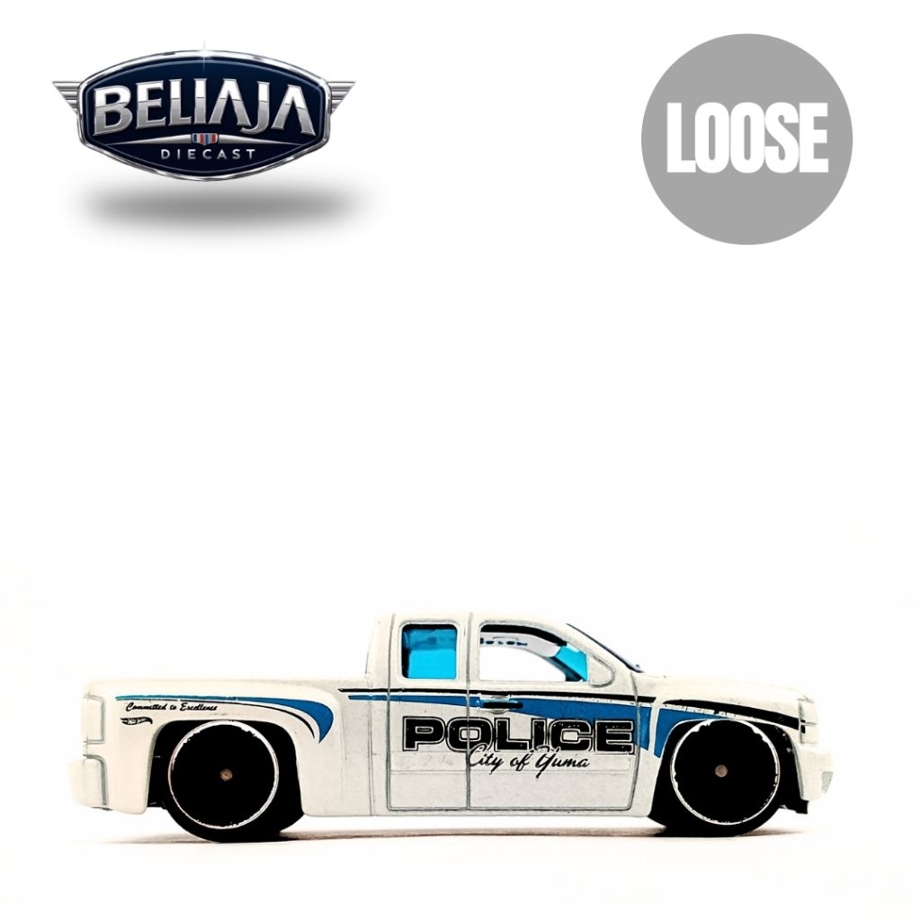 HOT WHEELS CHEVY SILVERADO WHITE POLICE LOOSE