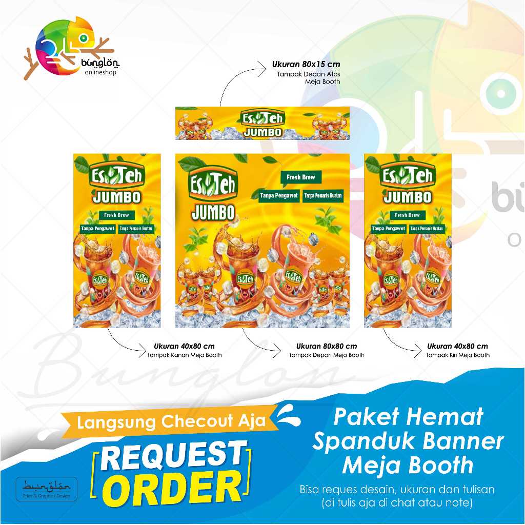 Spanduk Banner Paket Hemat Meja Booth es teh jumbo