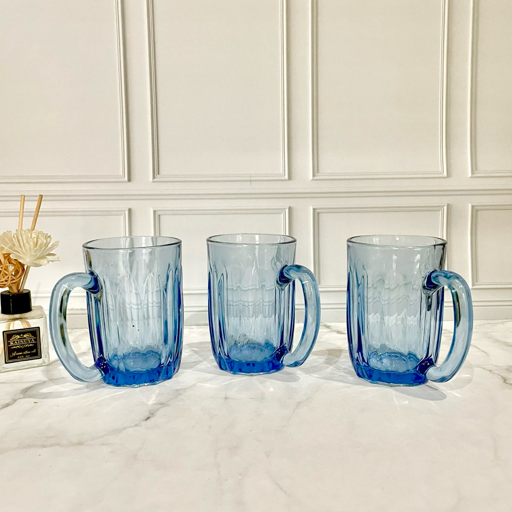 Gelas Kaca Biru - Gelas Teh - Gelas Kopi - Gelas Domingo - Gelas Tinggi - Gelas Jumbo