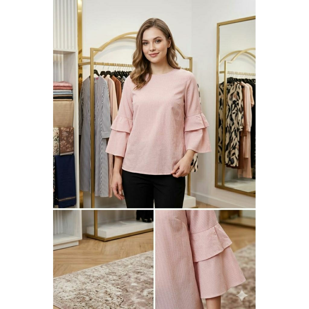Kemeja Blouse Motif cewek dewasa 3C.Virginia.Styves Matahari