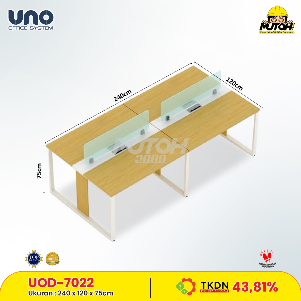 Meja partisi 4 orang UNO UOD-7022 NEW MODERN meja kantor meja workstation 4 staff Bersertifikat TKDN