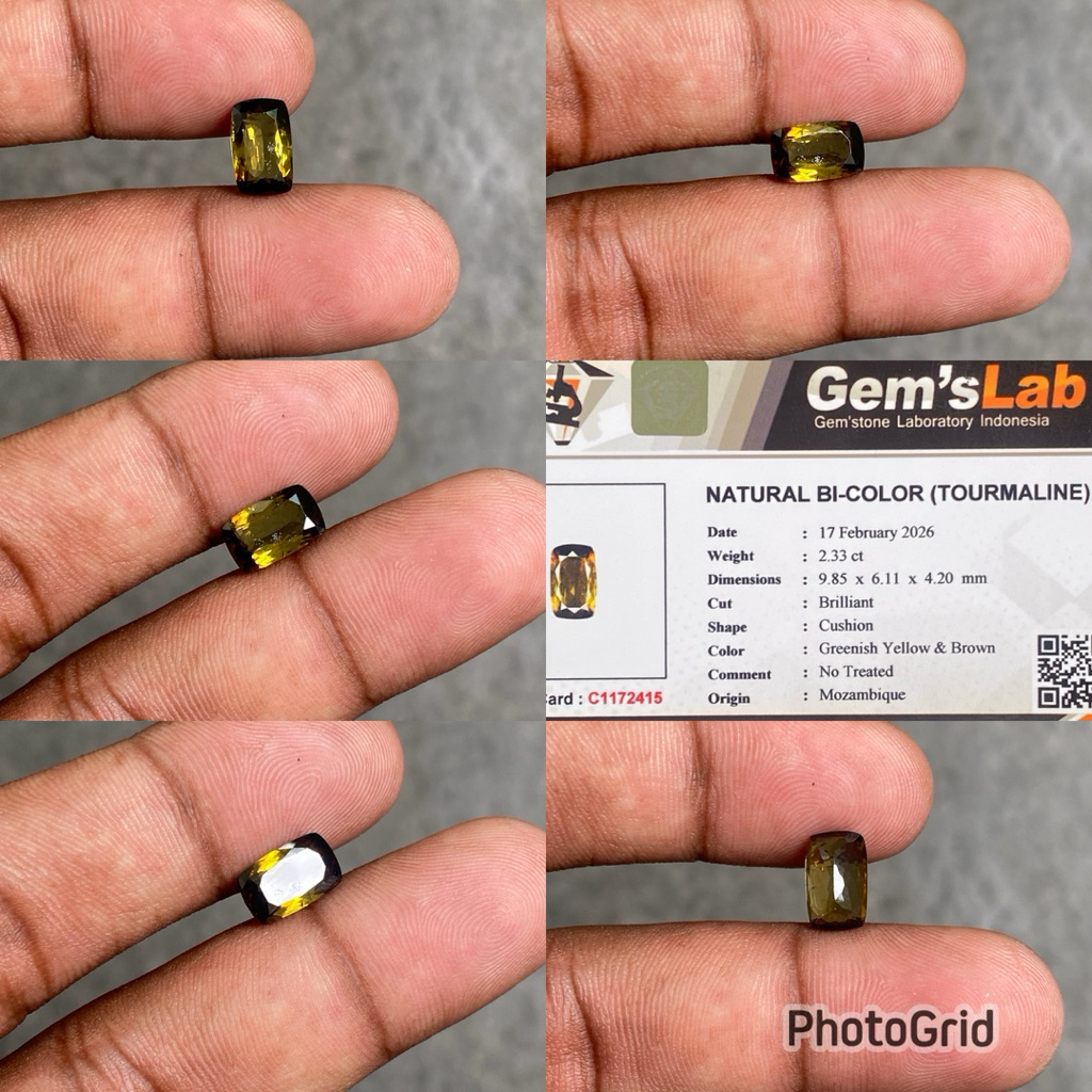 Natural Bi Color Tourmaline Batu bicolor Turmaline CT 2.33 Dim 9.85x6.11x4.20mm