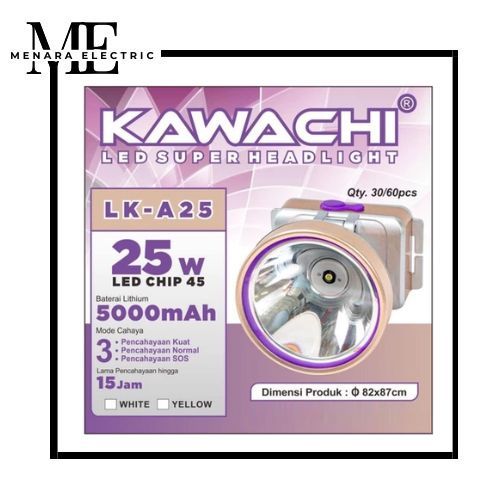 KAWACHI SENTER KEPALA 25WATT / LK A25 (LED CHIP 45) / Senter Kepala Kawachi