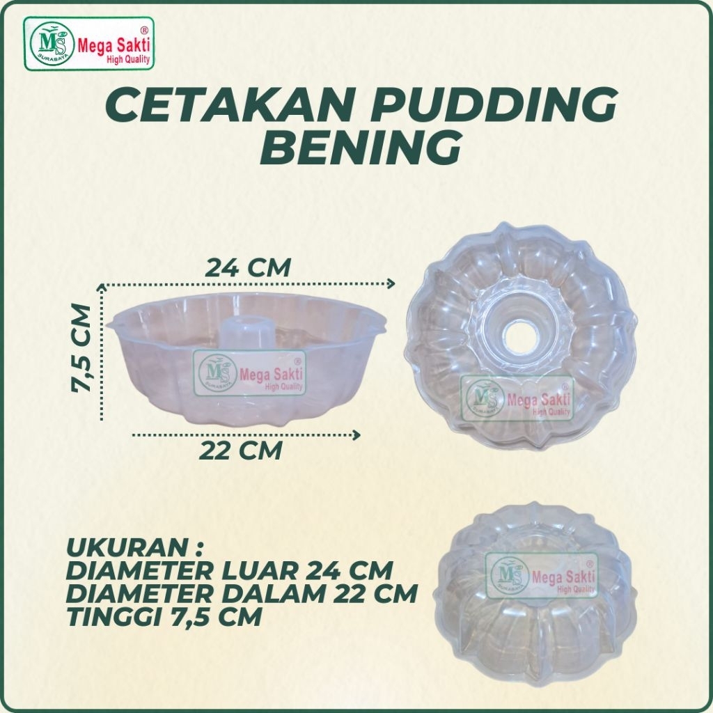 (ISI 1 PCS) CETAKAN PLASTIK PUDDING BENING TANGGUNG UK 24 CM / CETAKAN PUDING DIAMETER 24 CM / CETAK