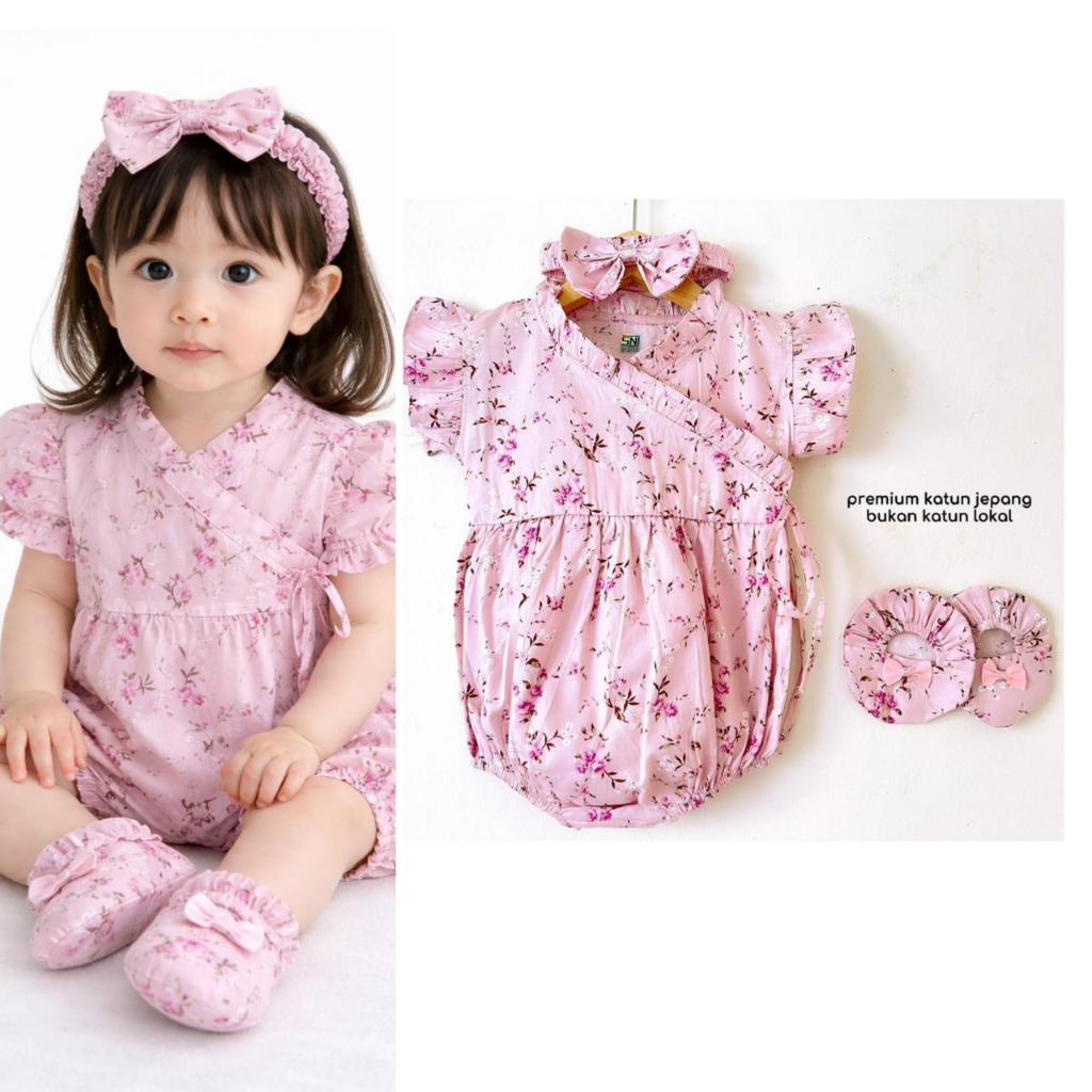 Baju Setelan Jumper Topi Fashion Anak Bayi Perempuan Cewek Terlaris French sakura Kimono Aoki Alexa 