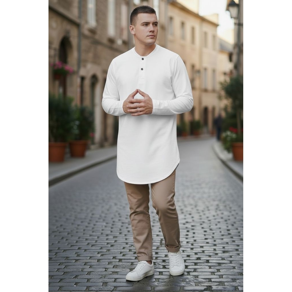 Kaos Koko Kurta Pakistan Lengan Panjang Dewasa/Baju Koko Kurta Muslim Polos Panjang Pria Dewasa