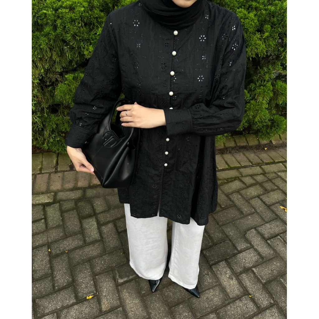 TUKUBUU - Noura Tunik / Brokat Katun Bordir / Baju Lebaran 2026 / Tunik bordir brokat hari raya