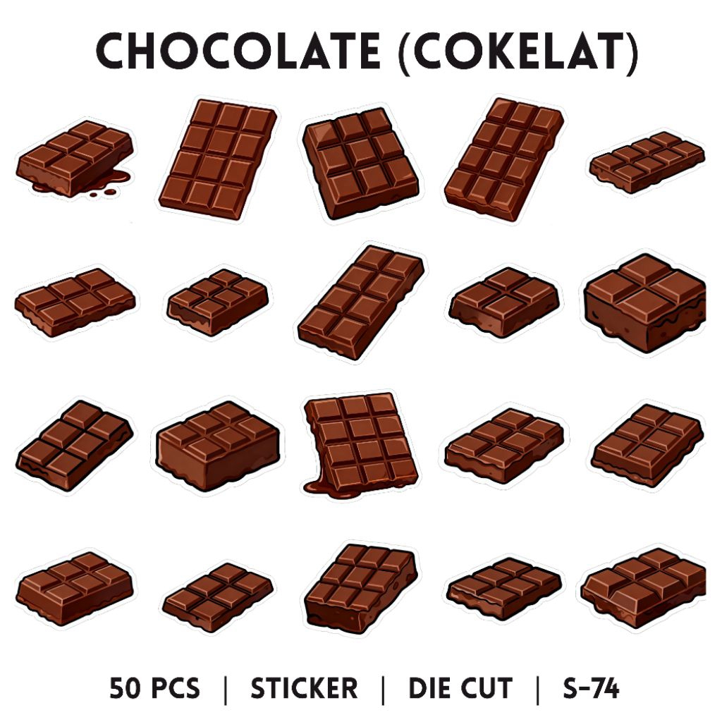 
[50 pcs] STICKER | CHOCOLATE (S-74) COKLAT, FOOD, MAKANAN | DECO STICKER | STICKER DIY | JURNAL AES