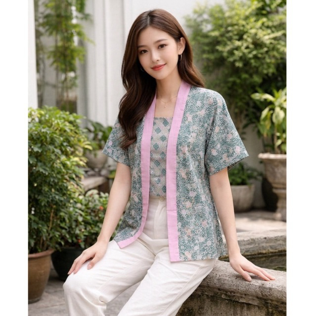 Atasan Batik Wanita Modern Pastel