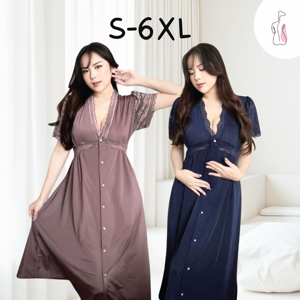 Alice S-6XL Daster Tidur Lingerie Dress Wainodshop