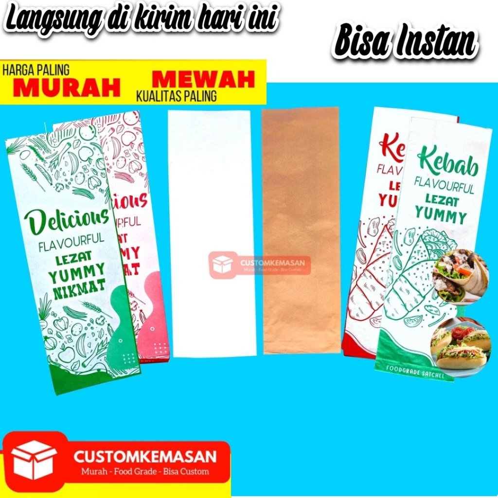 [PROMO] Kantong Kemasan Kebab / Kemasan Corndog / Kemasan Hottang / Kemasan Hot Dog / Paperbag Makan