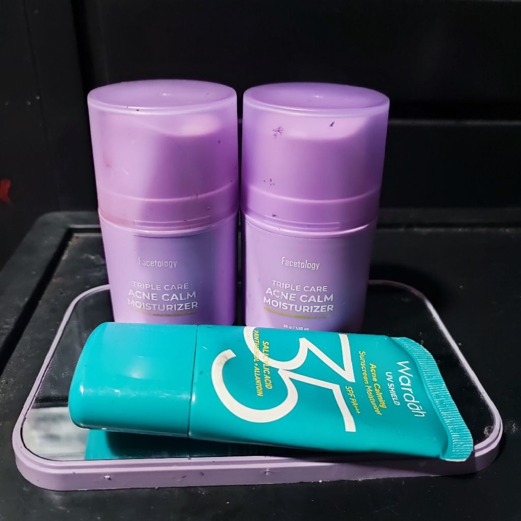preloved facetology triple care acne calm moisturizer Free sunscreen wardah
