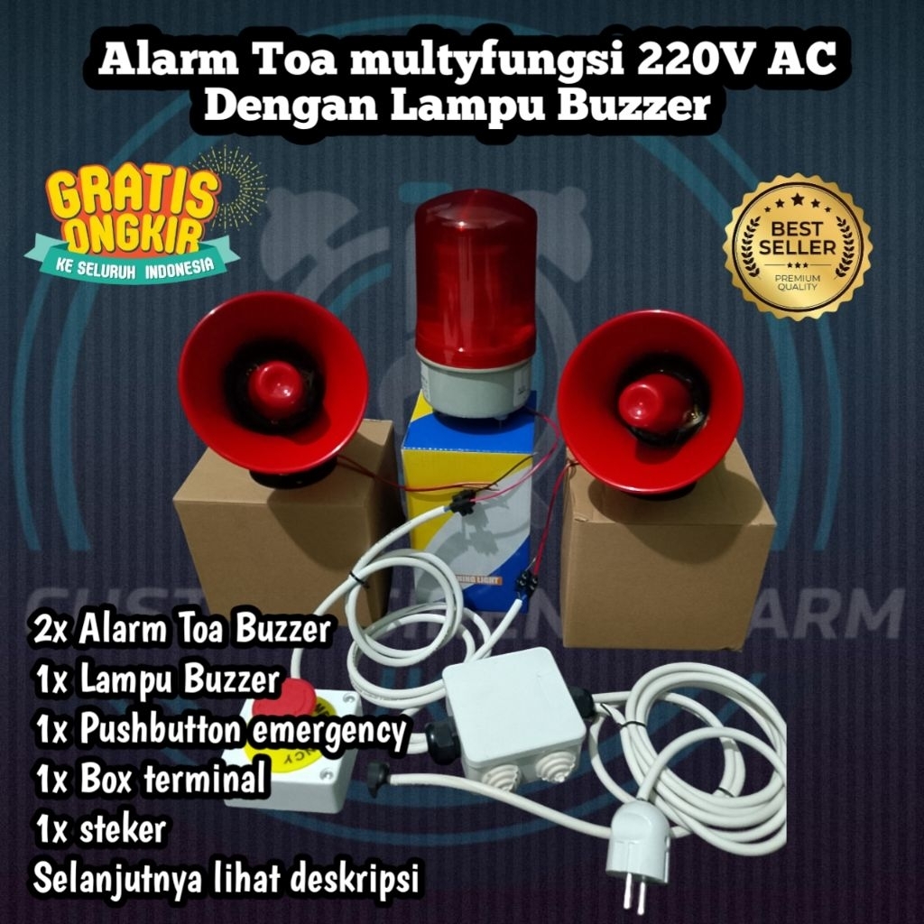 Sirene Alarm Buzzer Double Multyfungsi 220v AC siap pakai