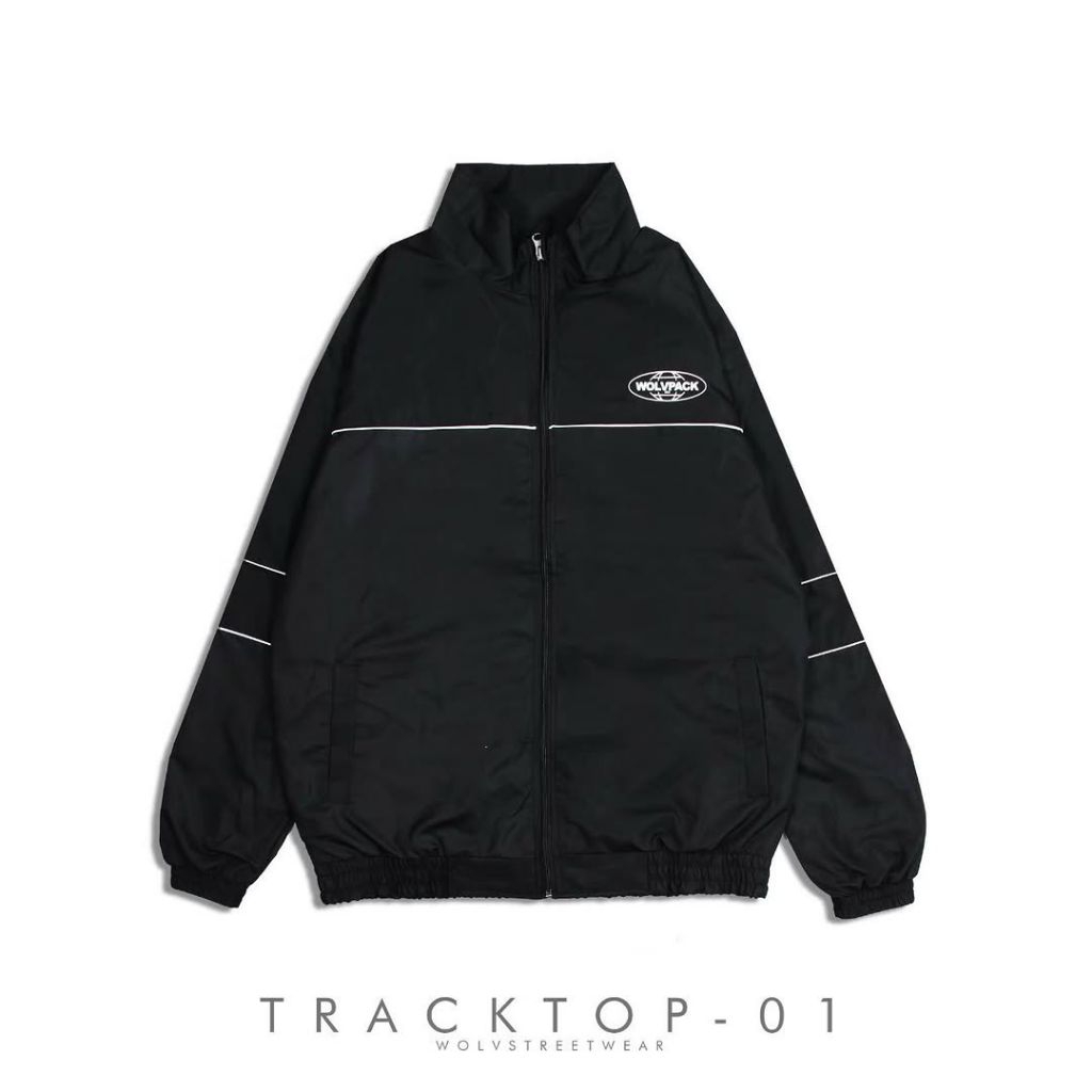 WOLV - Tractop Streetwear Hitam Taslan