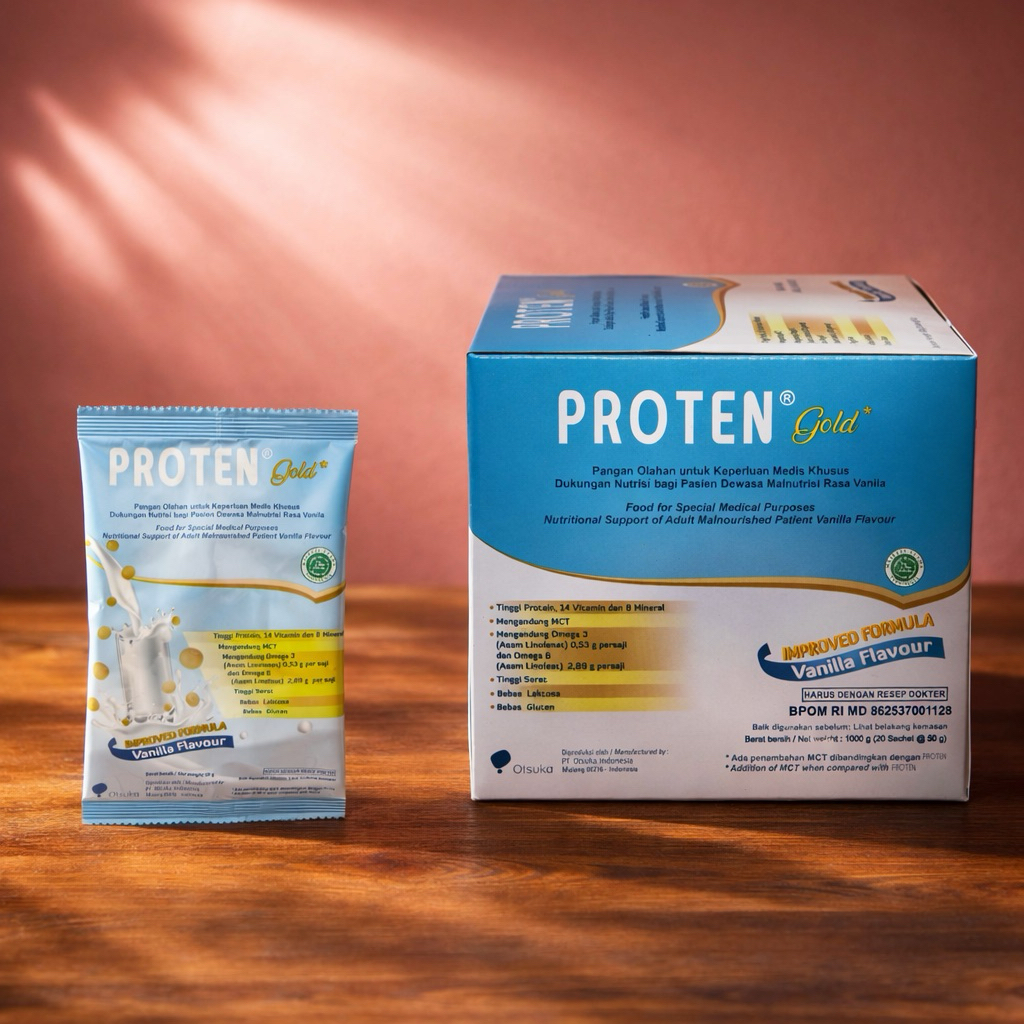 1 Box 20 Sachet Susu Proten Gold Rasa Vanila Tinggi Protein untuk Diet Sehat