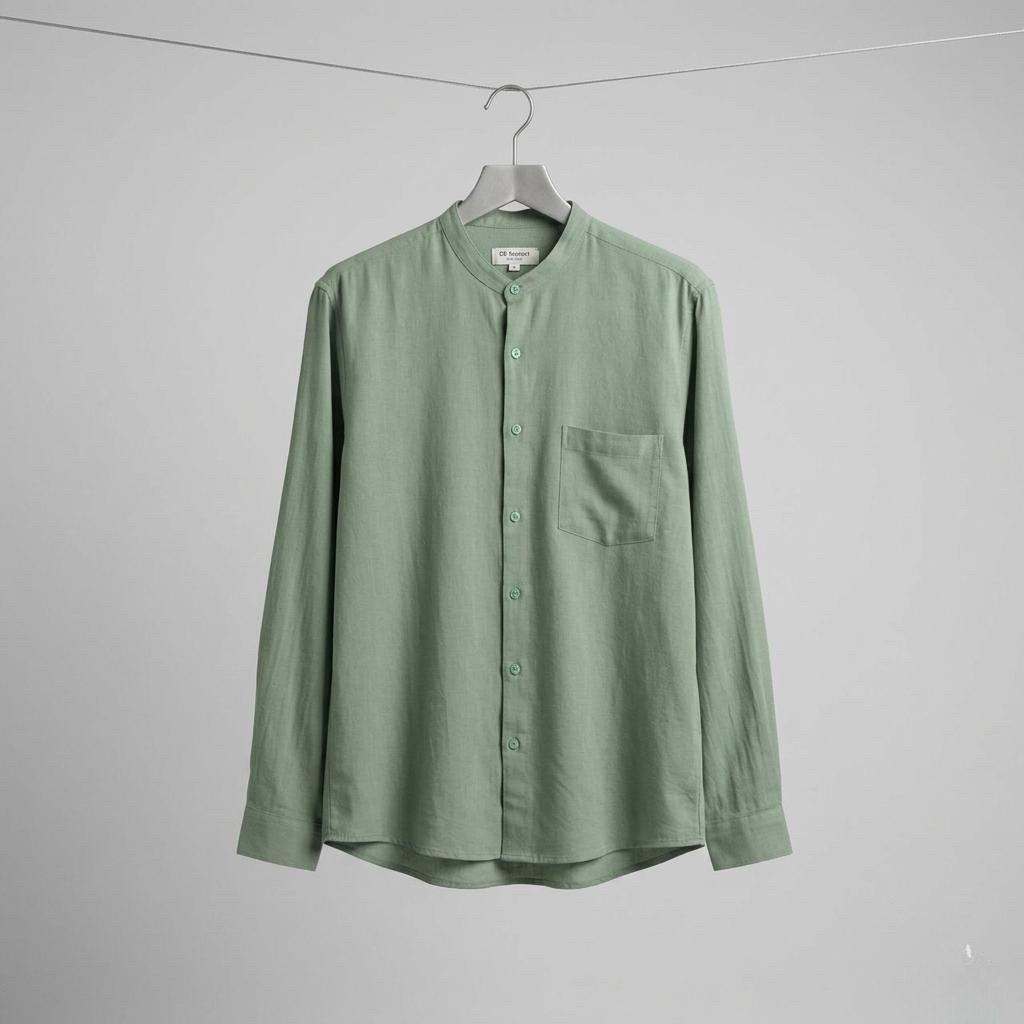 NEW kemeja shanghai panjang pria basic sage Green