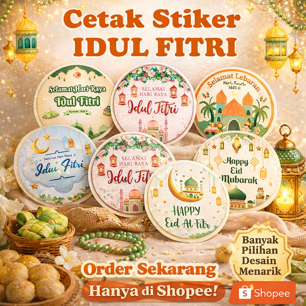 Stiker Kue Kering Lebaran Bulat – Label Toples Kue Kering Idul Fitri | Stiker Hampers Lebaran