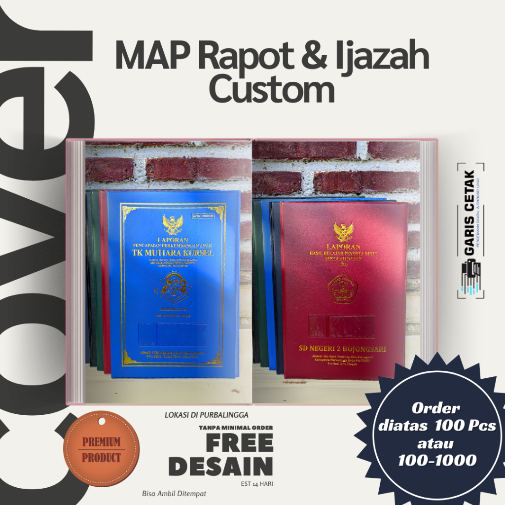 MAP Rapot Ijazah Kulit Sintetis Custom Grosir