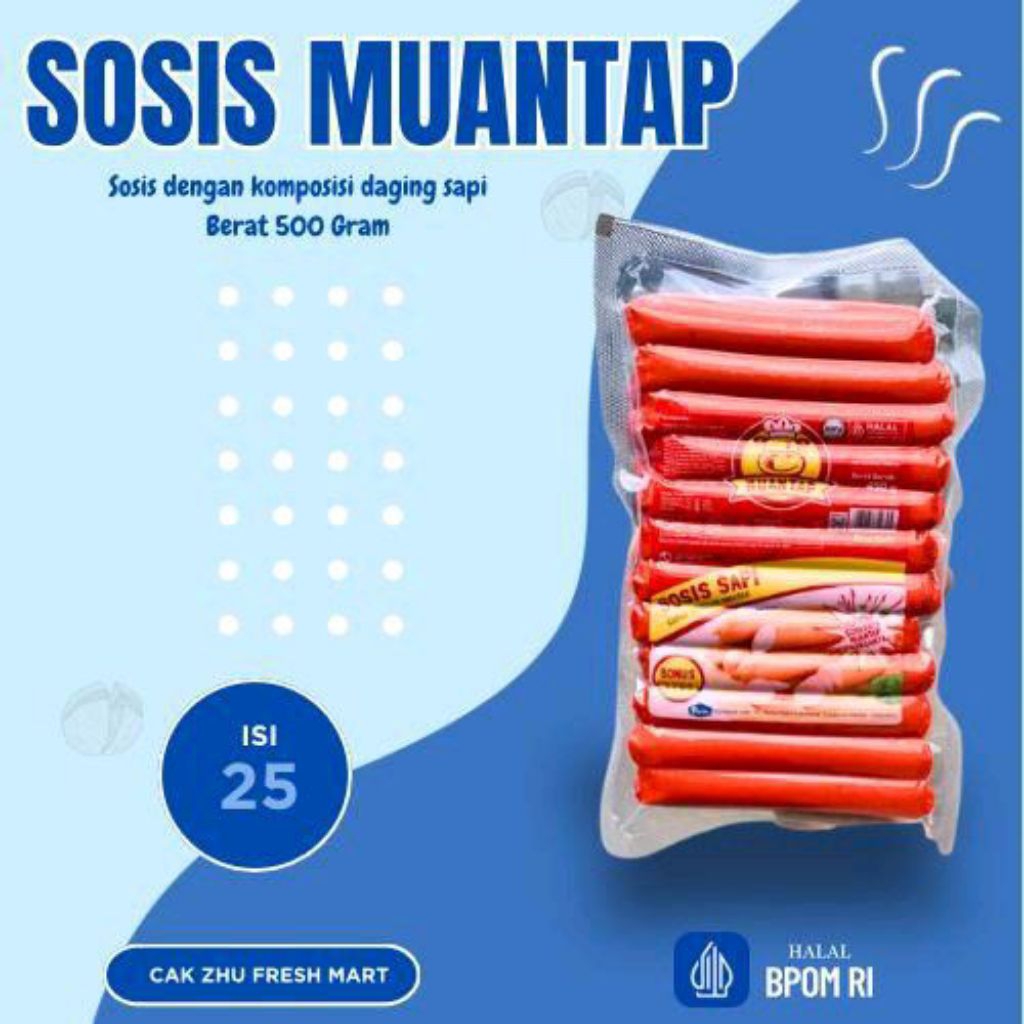 Sosis MUANTAP,Sosis Sapi isi 25 batang, Frozen Food