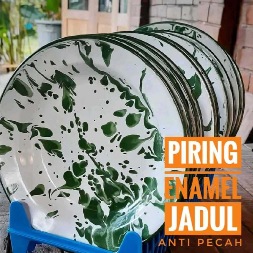 [Murah Beli 4 Gratis 1] Paket Hemat Piring Enamel Blirik Jadul Piring Seng Diameter 20 Dan 22 / Piri