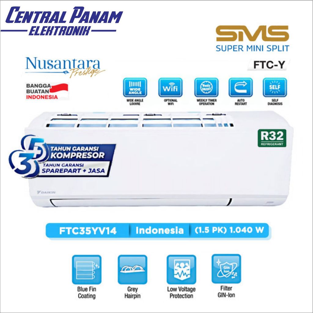 DAIKIN AC 1 1/2 PK STKE 35YV Beta Inverter NUSANTARA UNIT ONLY Central Panam Elektronik