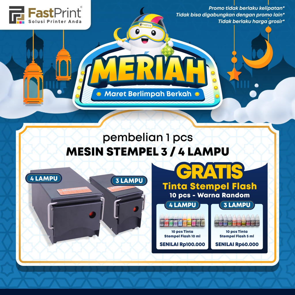 Mesin Stempel Flash Premium 4 lampu Full Plat Besi