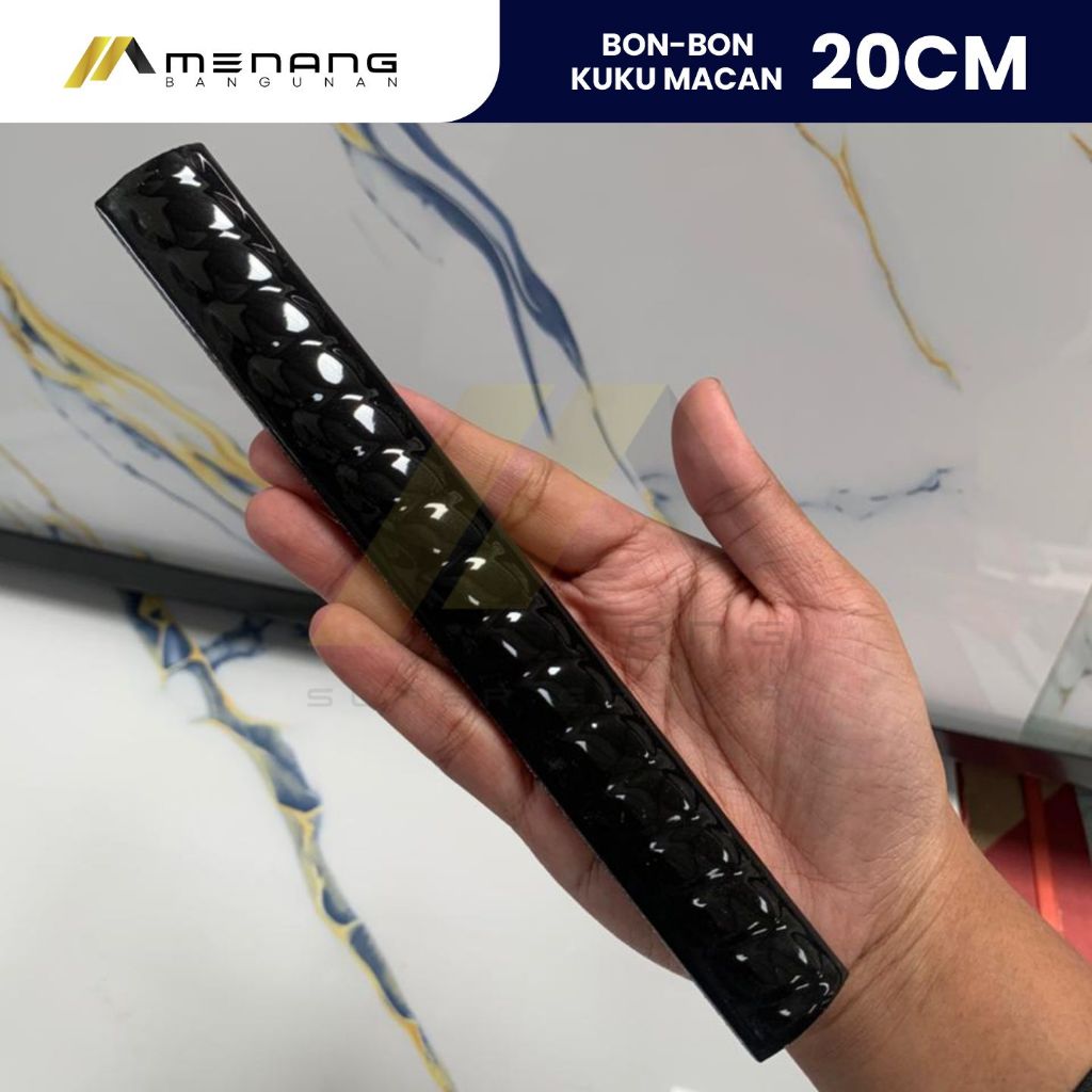 Bon bon / kuku macan keramik uk 20cm Warna HITAM POLOS motif ULIR / Corak / Emas