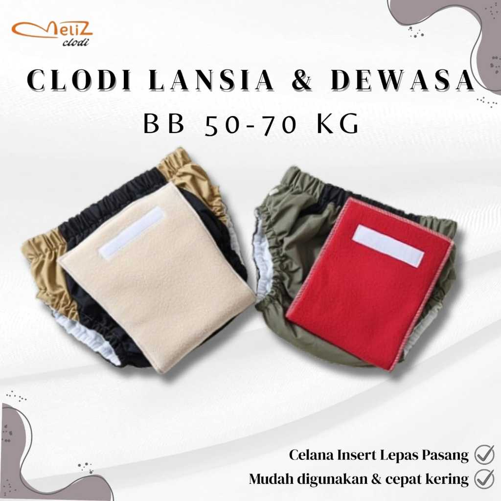 Popok Cuci Ulang Size L ( BB 50-70KG),Popok Lansia Ramah Lingkungan,Clodi Dewasa Model Celana insert