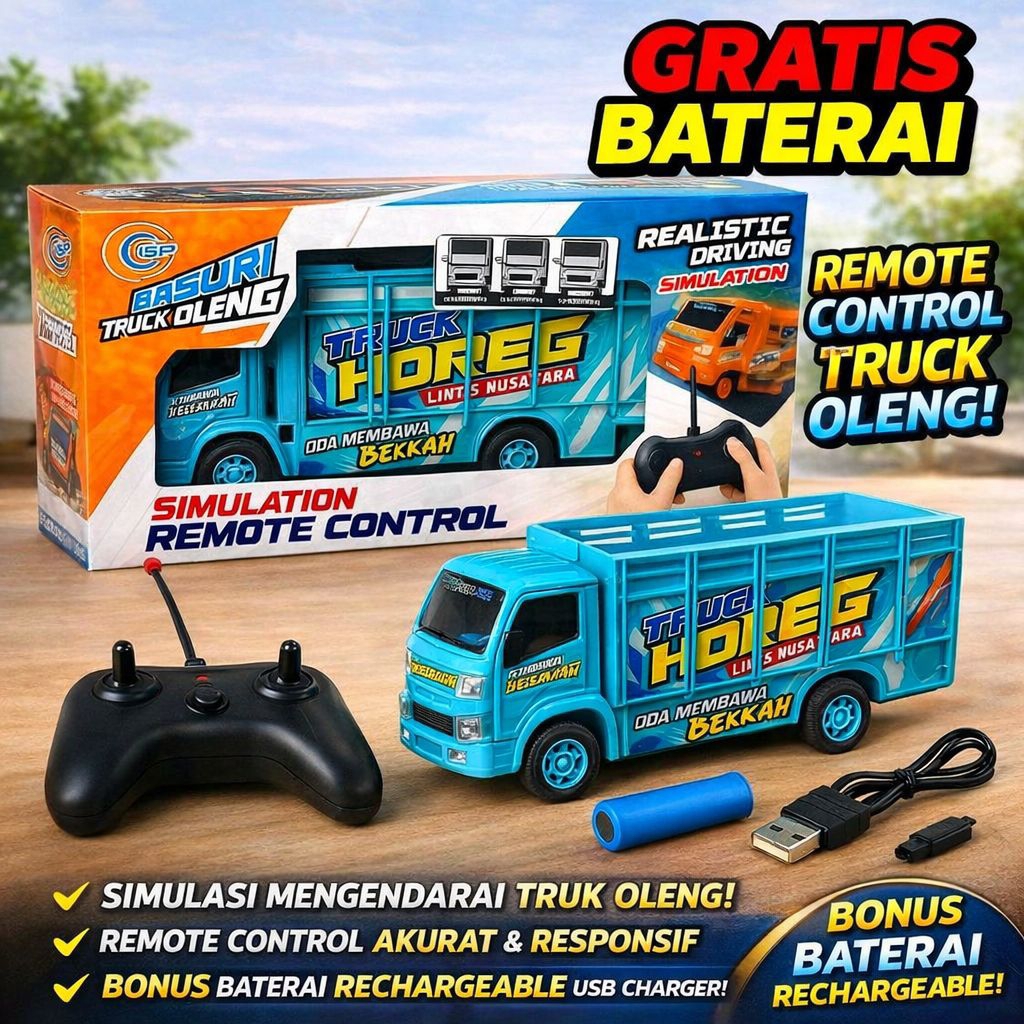 GRATIS BATERAI! Mobil Truck Truk Trek Horeg Basuri Oleng Telolet Remote Control RC JSP T11/T14 – Ful
