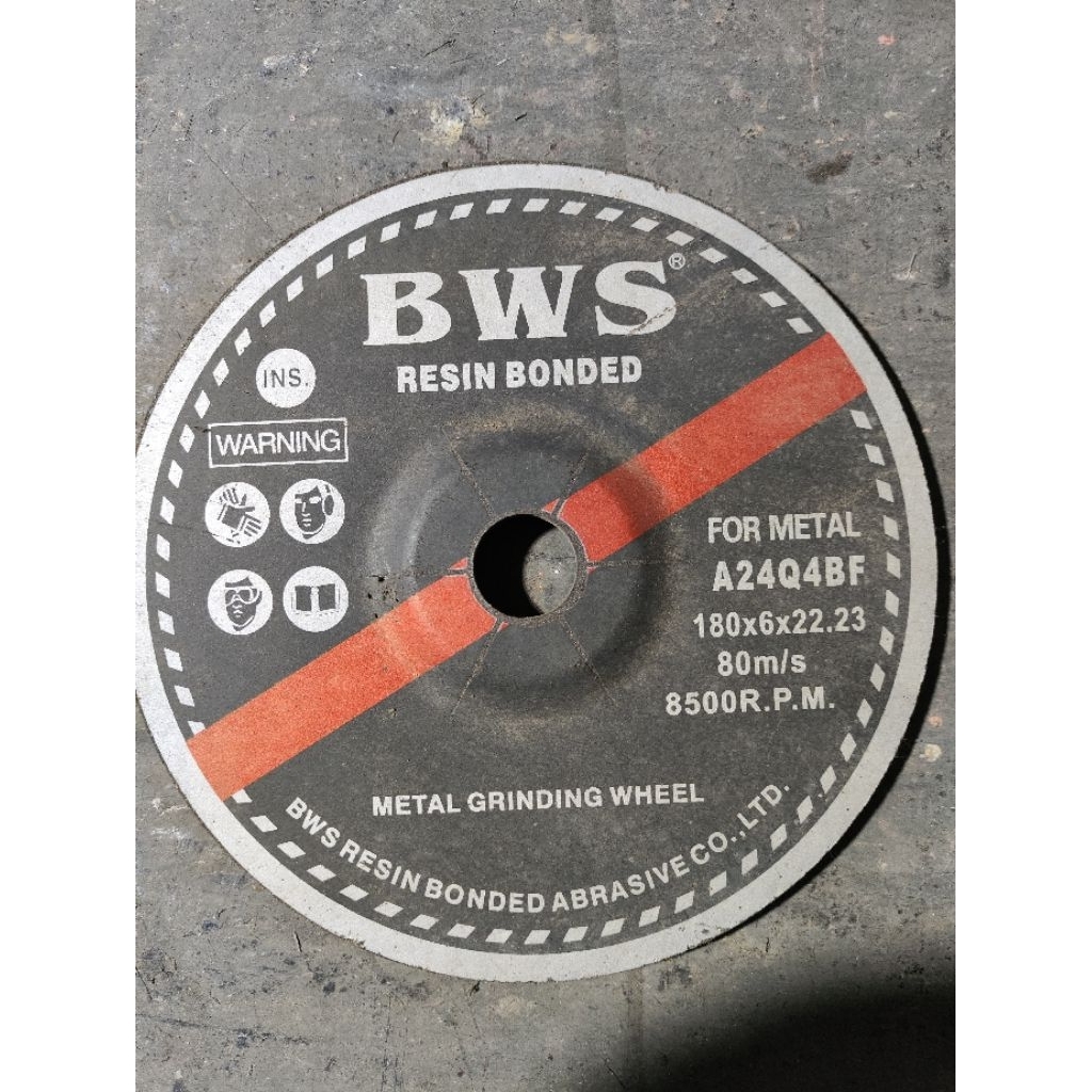 Bws resin bonded (batu gurinda tebal)  7" for metal a24q4bf 180x6x22.23 80m/s 8500 rpm