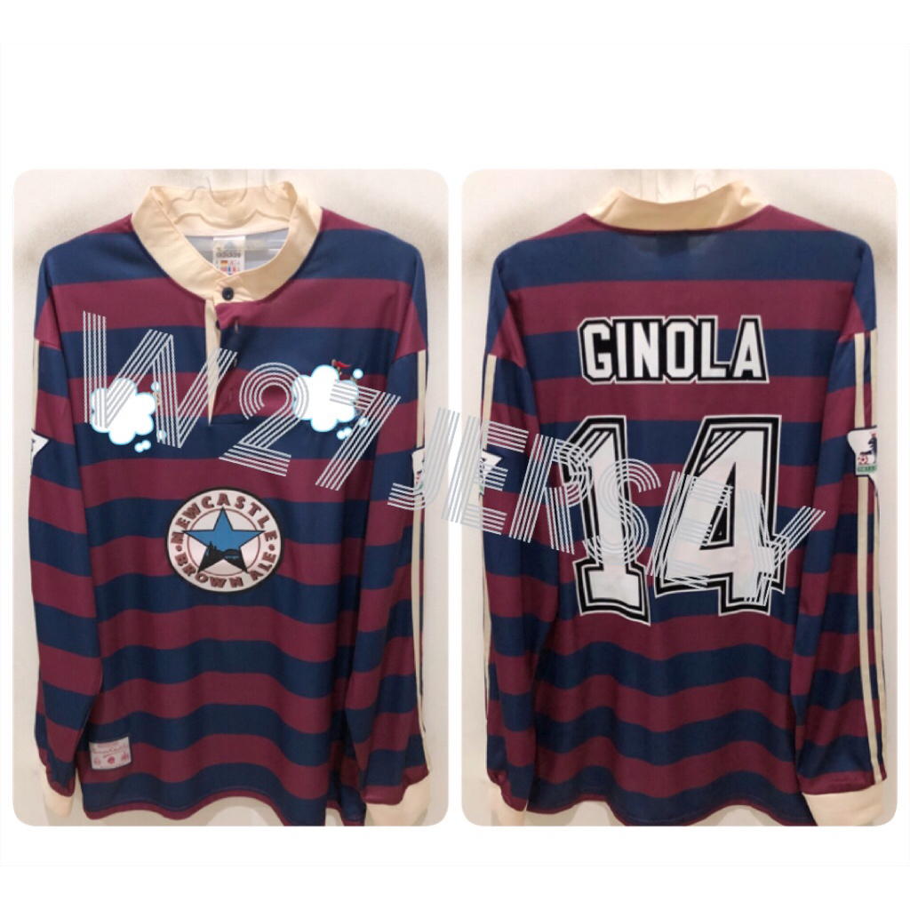 JERSEY RETRO - NEWCASTLE AWAY LONGSLEEVE 1995-1996 name player Ginola + Patch