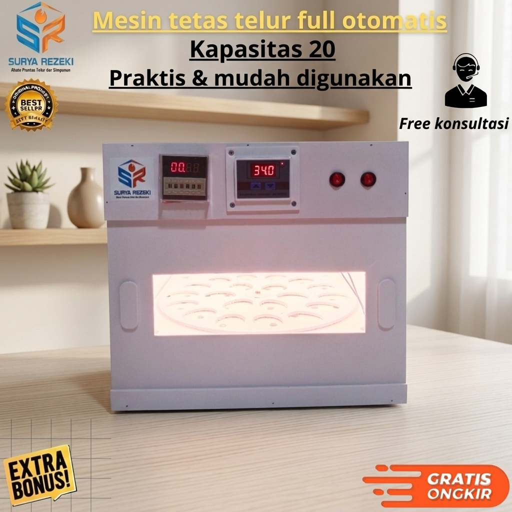 Mesin Tetas Telur Full Otomatis Kapasitas 20 Telur