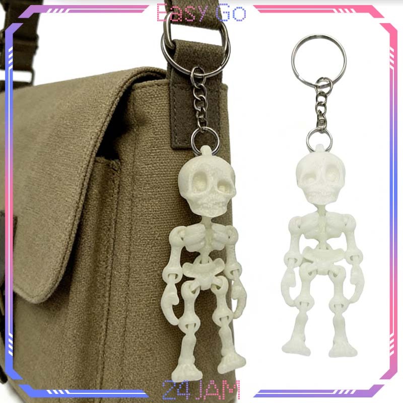 Gantungan Kunci Skull Tengkorak Gantungan Kunci Tengkorak 3D Articulated Mainan Fidget Toy Tengkorak