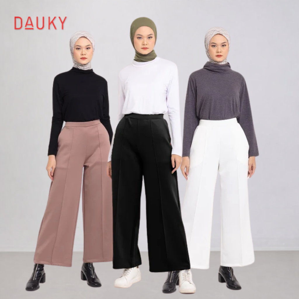 Dauky Celana panjang palazzo Straight Pants Palazzo Scuba