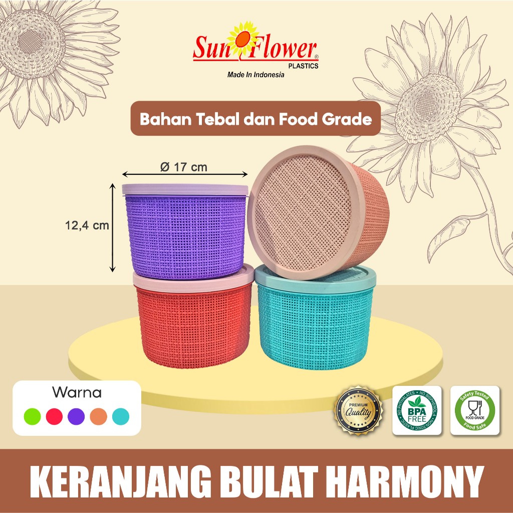 KERANJANG BULAT HARMONY/Keranjang Plastik Kecil / Keranjang Serbaguna / Keranjang Gantung / Keranjan