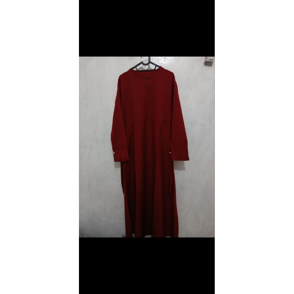 PRELOVED Gamis Wanita Polos Warna Merah Maroon Polos