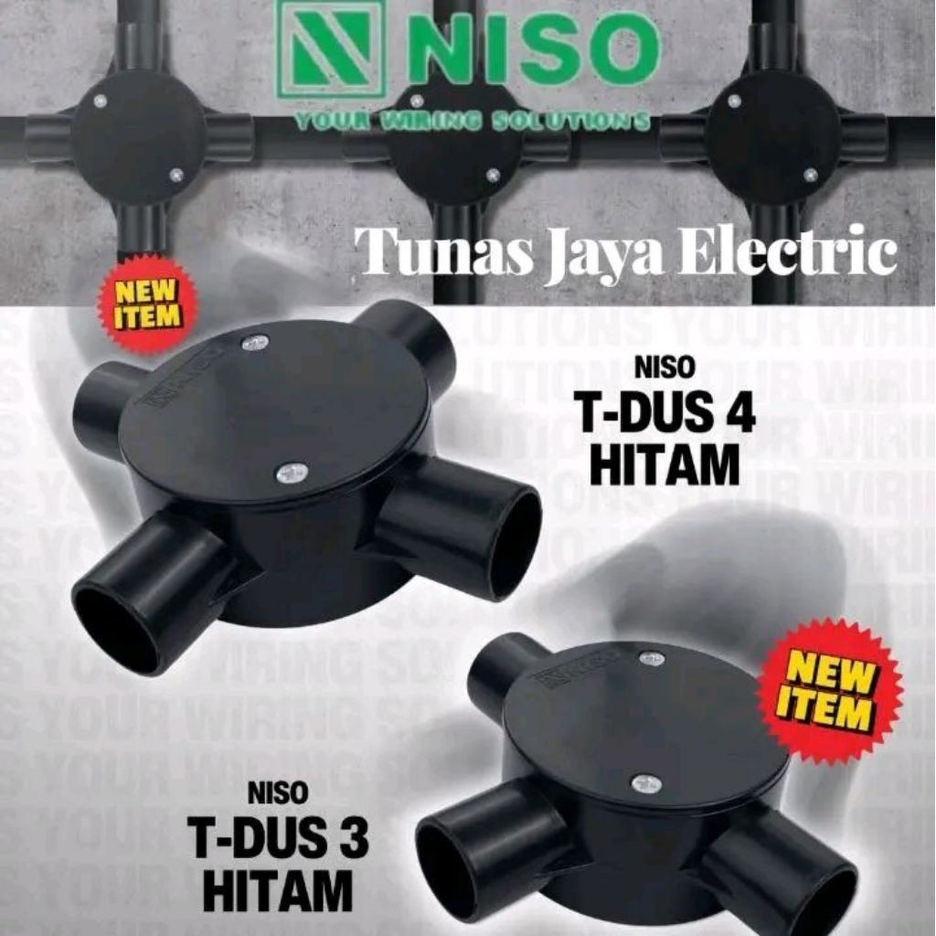 T Dos 3 Cabang / Kres Dos 4 Cabang 20mm Hitam NISO