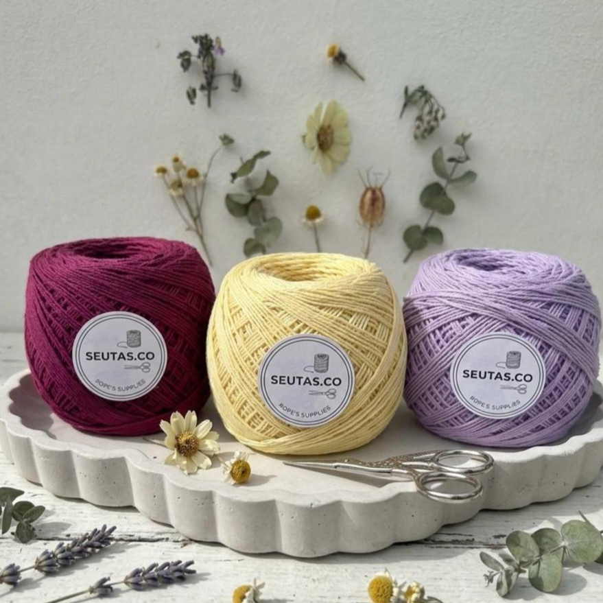 benang rajut katun bali 1mm 1ply roll 100 gram / benang macrame