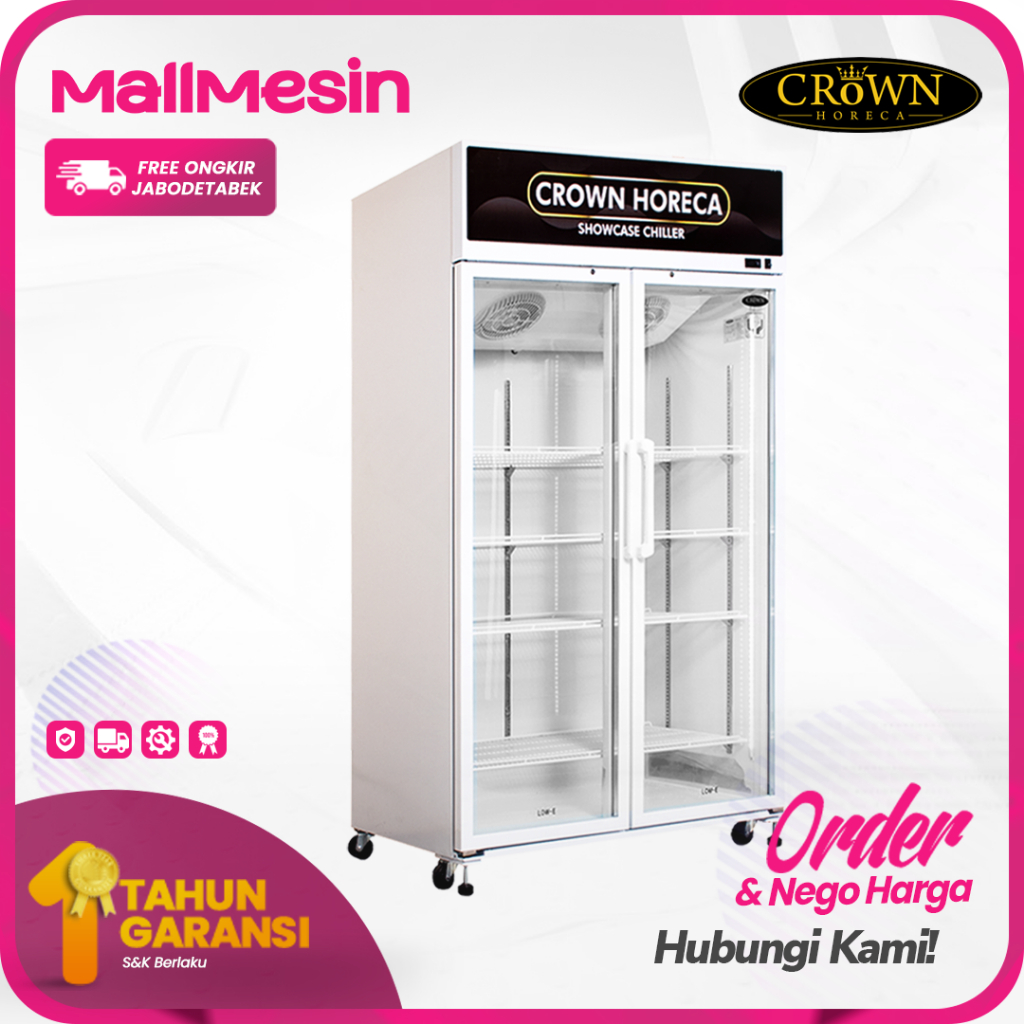 CROWN Showcase Chiller 1200 Liter LG-1200 Kulkas Minuman 2 Pintu