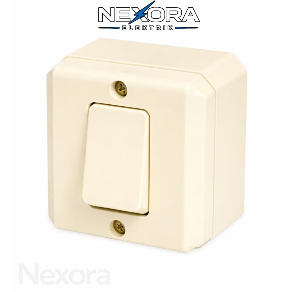 Saklar Lampu Tempel Single – Saklar Dinding ON OFF Kotak Tebal Plastik Kuat Untuk Rumah